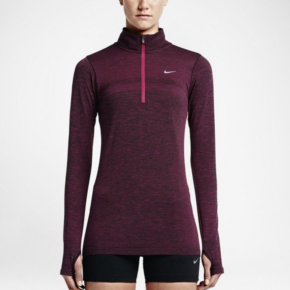 Nike Dri Fit Knit Half Zip running pullover in "Vivid Pink Heather" S - Picture 1 of 11